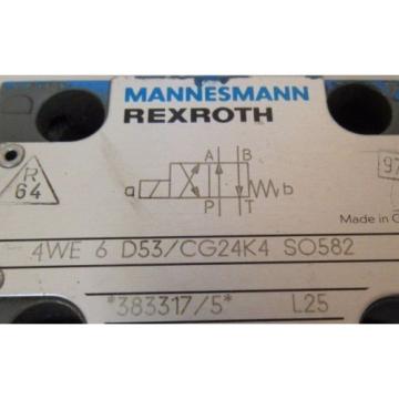 Rexroth Mannesmann Hydraulic Valve 4WE 6 D53/CG24K4 SO582