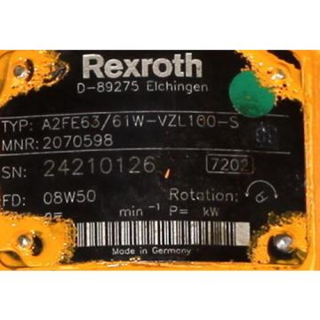 Rexroth A2FE63/61W-VZL100-S Hydraulic Piston Pump Motor