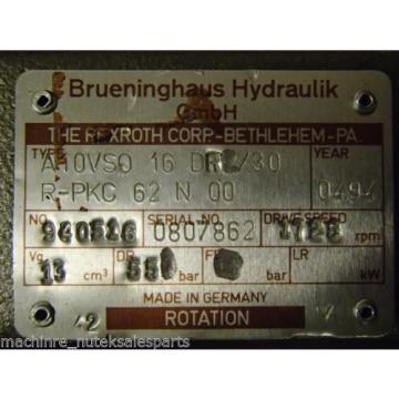 Brueninghaus Hydraulik Pump A10VS0-16-DR/30-RPKC-62-N-00 Cincinnati AVENGER 200T
