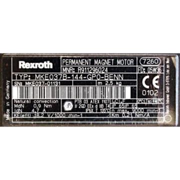 Rexroth Indramat Servomotor MKE037B-144-GP0-BENN MNR: R911296024