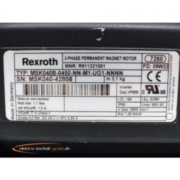 Rexroth MSK040B-0450-NN-M1-UG1-NNNN MNR: R911321001 3-Phase Permanant Magnet Mot