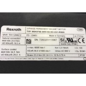 REXROTH 3~PERMANENT-MAGNET-MOTOR &lt;&gt; MSK070E -0450 -NN -M2 -UG1 -RNNN