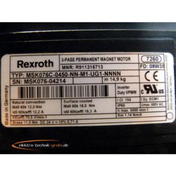 Rexroth MSK076C-0450-NN-M1-UG1-NNNN   3~ Permanent Magnet Motor