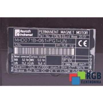 MHD071B-061-PG1-UN R911273676 11.2A 6000/MIN SERVOMOTOR REXROTH INDRAMAT ID16084