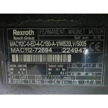 Rexroth MAC112 MAC112C-0-ED-4-C/130-A-1/WI520LV/S005 Permanent Magnet Motor