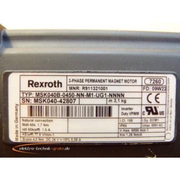 Rexroth MSK040B-0450-NN-M1-UG1-NNNN 3-Phase Permanent Magnet Motor