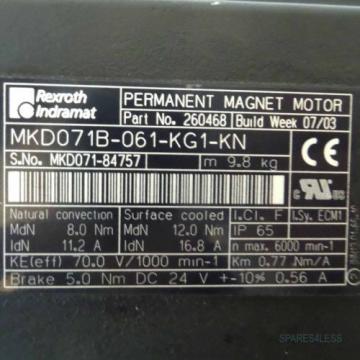 Rexroth Indramat Servomotor MKD071B-061-KG1-KN 260468 GEB