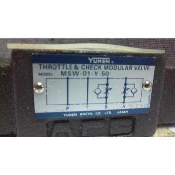 YUKEN THROTTLE &amp; CHECK MODULAR VALVE MSW-01-Y-50 USED MSW01Y50