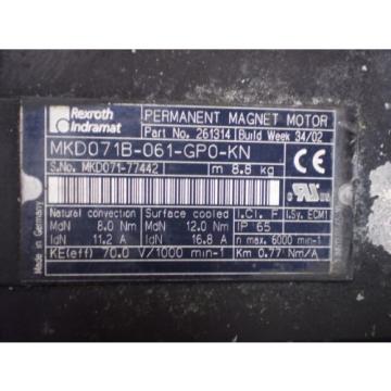 REXROTH INDRAMAT PERMANENT MAGNET SERVO MOTOR MKD071B-061-GP0-KN