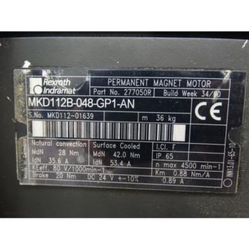 Rexroth Indramat MKD112B-048-GP1-AN Permanent Magnet Motor 24VDC +-10% 0.89A