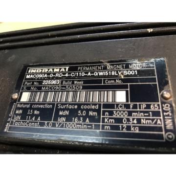 REXROTH INDRAMAT MOTOR MAC090A-0-RD-4-C/110-A-0/WI518LV/S001 ROD1424.039B/1000