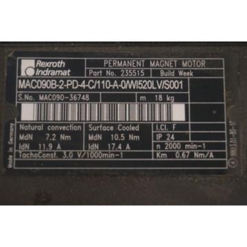 NEW REXROTH MAC090B-2-PD-4-C/110-A-0/WI520LV/S001 SERVO MOTOR 235515