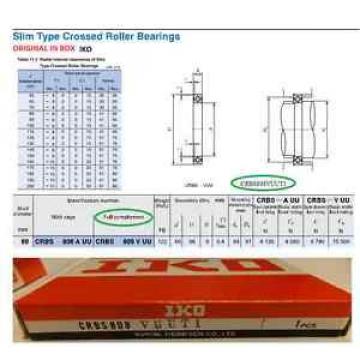 IKO   CRBS808VUUT1 Cross Roller Bearings Slim, Sealed, Full Compliment