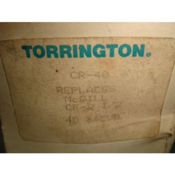 NEW TORRINGTON CAM FOLLOWER BEARING, CR-40, REPLACES MCGILL CF-2-1/2, NEW IN BOX