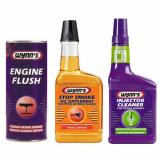 WYNNS 3 Pack ENGINE FLUSH + OIL STOP SMOKE + PETROL INJECTOR CLEANER TREATMENT